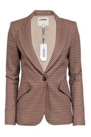 Current Boutique-L'Agence - Beige, Brown, & Red Hounds-Tooth Blazer Sz 0