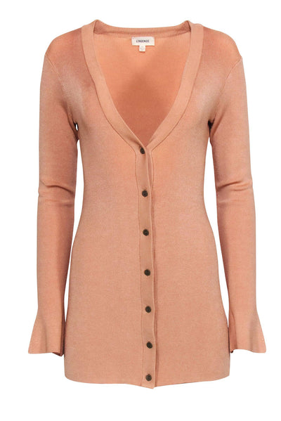 Current Boutique-L'Agence - Beige Ribbed Knit Cardigan Sz XS