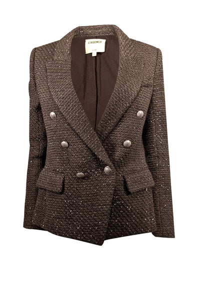 Current Boutique-L'Agence - Dark Olive Green & Metallic Textured Blazer Sz 6