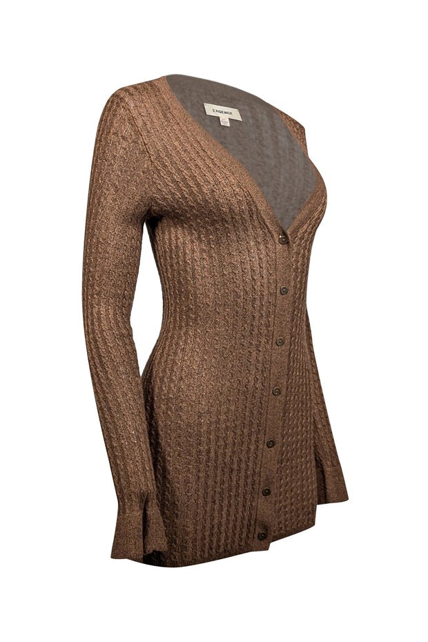 Current Boutique-L'Agence - Moss Brown Cable Knit Cardigan Sz S