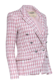 Current Boutique-L'Agence - Pink & White Double Breasted Tweed Blazer Sz 0