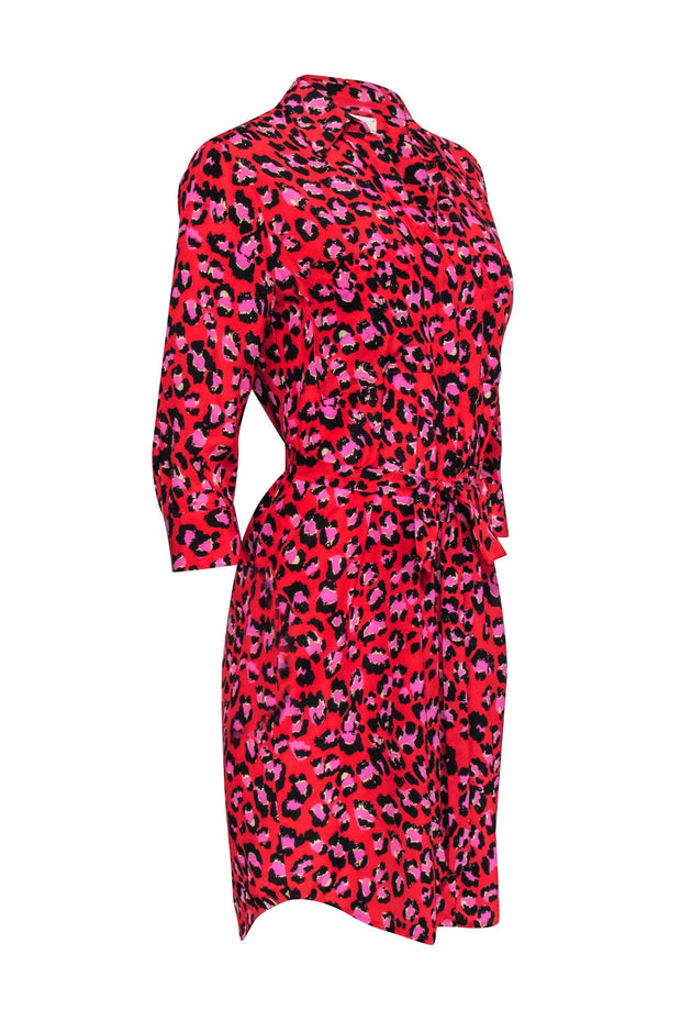 Current Boutique-L'Agence - Red Leopard Print "Stella" Silk Dress Sz S