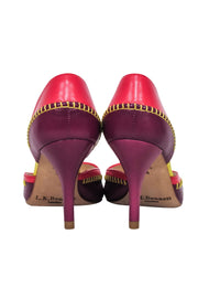 Current Boutique-L.K. Bennett - Purple, Pink, & Yellow Peep Toe Pumps w/ Contrast Stitching Sz 4