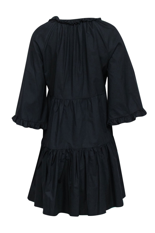 Current Boutique-La Double J - Black Cotton Shift Dress Sz L