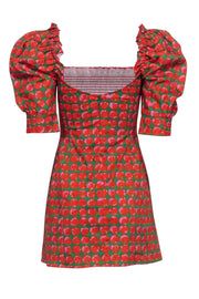 Current Boutique-La DoubleJ - Green & Red Cherry Printed Poplin Mini Dress Sz XS