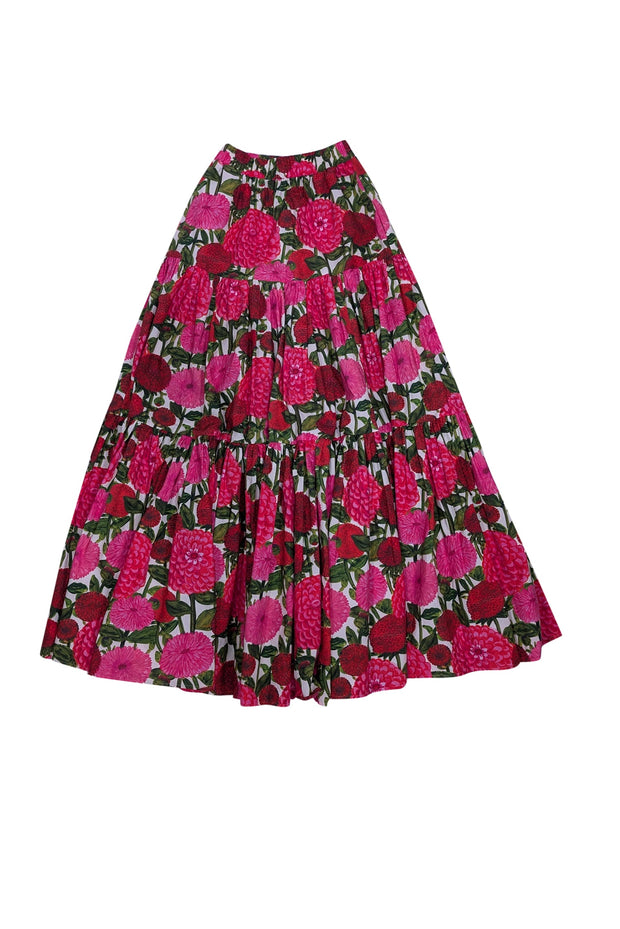 Current Boutique-La DoubleJ - Pink, Red, White, & Green Floral Maxi Skirt Sz S