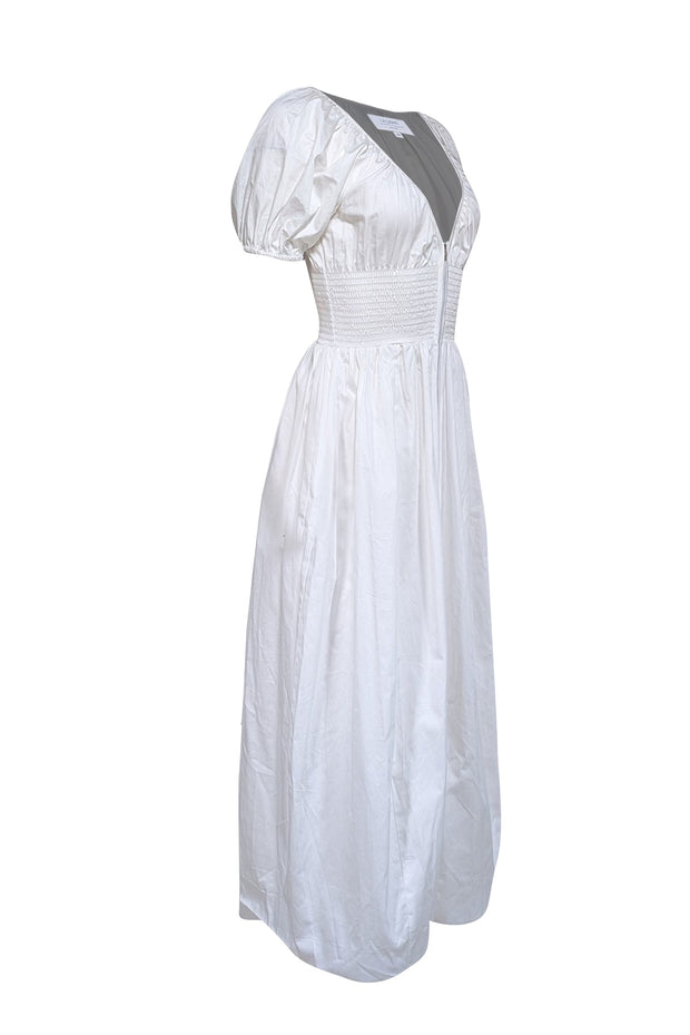 Current Boutique-La Ligne - Ivory Smocked Waist Zipper Front Dress Sz XS