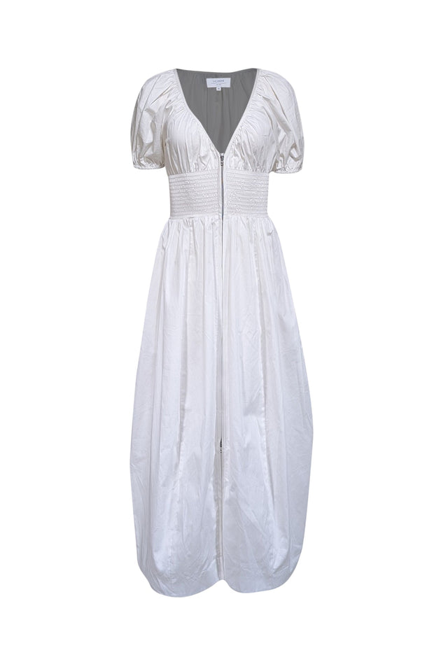 Current Boutique-La Ligne - Ivory Smocked Waist Zipper Front Dress Sz XS