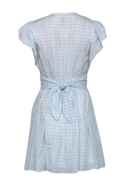 Current Boutique-La Vie Rebecca Taylor - Blue Plaid Dress w/ Pom Trimming Sz S
