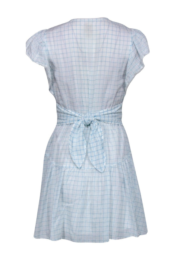 Current Boutique-La Vie Rebecca Taylor - Blue Plaid Dress w/ Pom Trimming Sz S