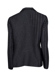 Current Boutique-Lafayette 148 - Black w/Blue & Metallic Silver Pinstripe Print Blazer Sz M