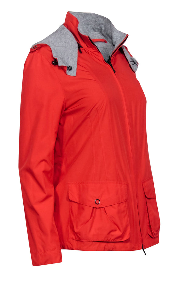 Current Boutique-Lafayette 148 - Bright Red Weather Zip Up Jacket Sz P
