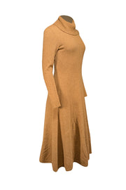 Current Boutique-Lafayette 148 - Camel Brown Cashmere Turtleneck Dress Sz S