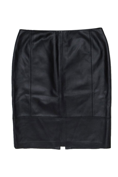 Current Boutique-Lafayette 148 - Dark Brown Leather Pencil Skirt Sz 8