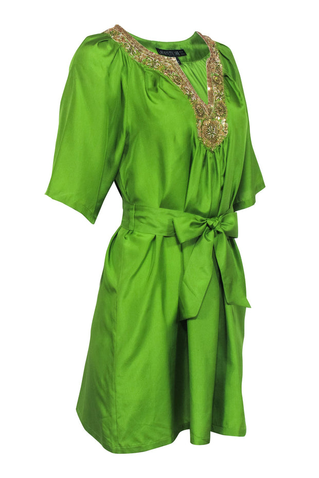 Current Boutique-Lafayette 148 - Green Beaded Tunic Dress Sz 4