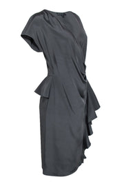 Current Boutique-Lafayette 148 - Grey Satinm Wrap Dress Sz 8