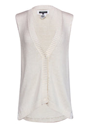 Current Boutique-Lafayette 148 - Ivory Knit Sleeveless Sweater Vest Sz M