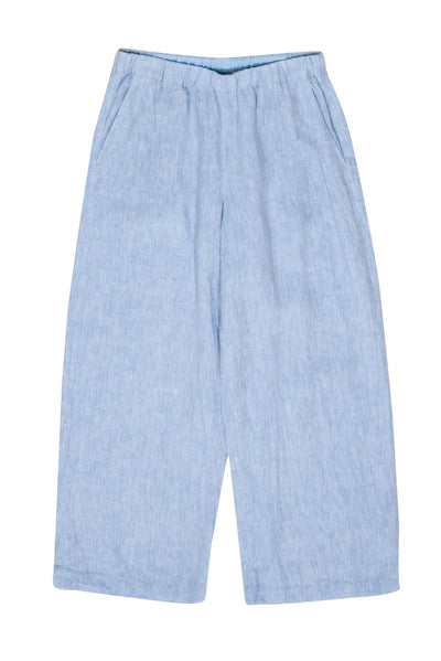 Current Boutique-Lafayette 148 - Light Blue Elastic Waist Linen Pants Sz M