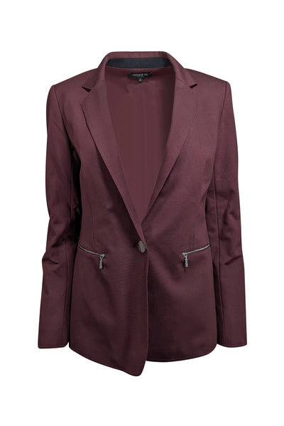 Current Boutique-Lafayette 148 - Maroon Zipper Pocket Blazer Sz 6