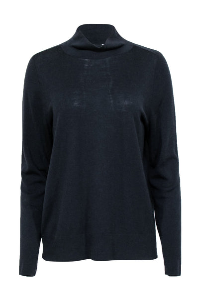 Current Boutique-Lafayette 148 - Midnight Black Wool Turtleneck Sweater Sz XL