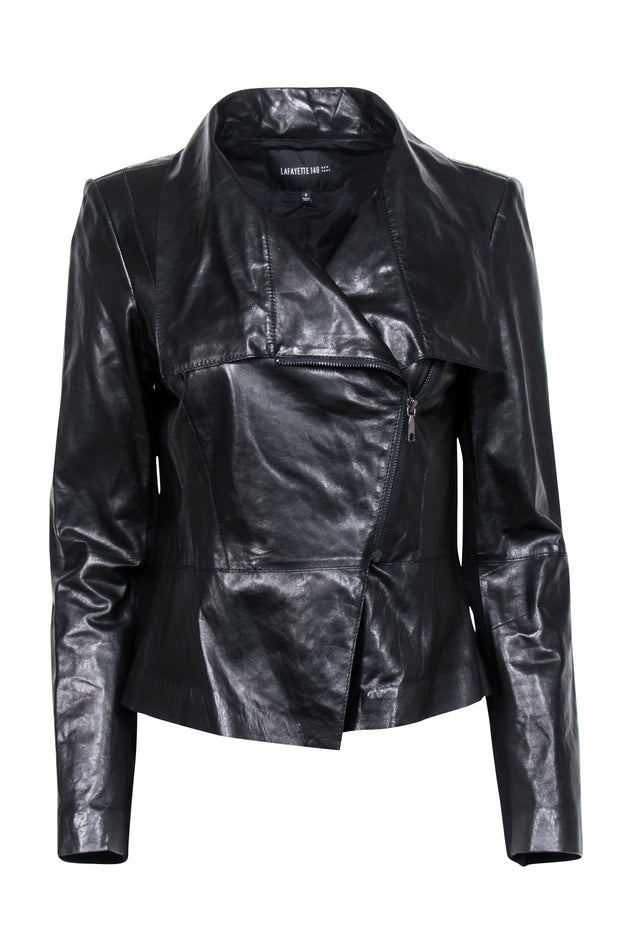 Current Boutique-Lafayette 148 - Moto Zipped Leather Jacket Sz 6