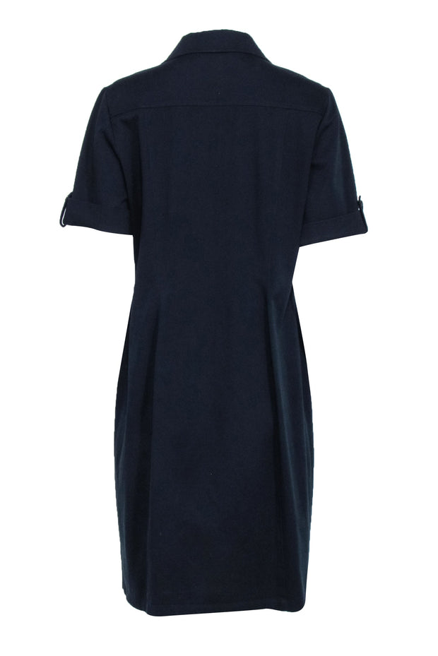 Current Boutique-Lafayette 148 - Navy Blue Short Sleeve Dress Sz 10