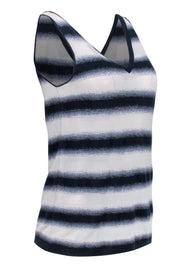 Current Boutique-Lafayette 148 - Navy & White Ombre Striped Tank Sz S