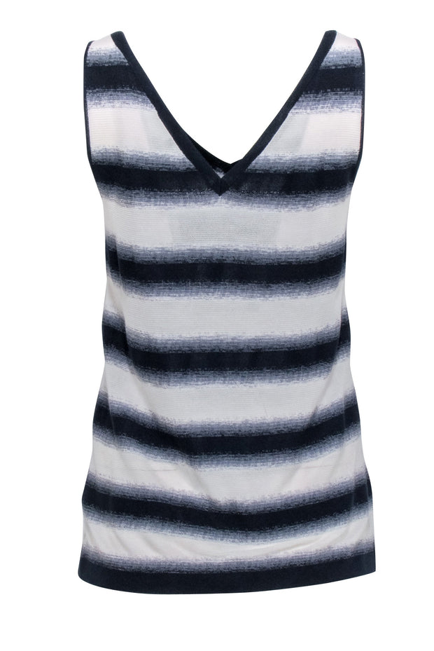 Current Boutique-Lafayette 148 - Navy & White Ombre Striped Tank Sz S