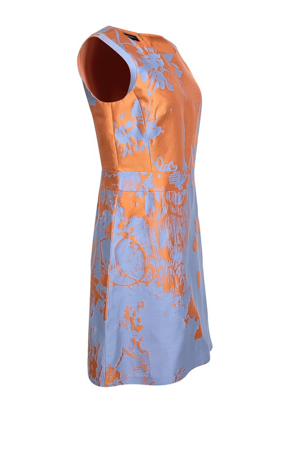 Current Boutique-Lafayette 148 - Orange & Blue Sleeveless Cocktail Dress Sz 10