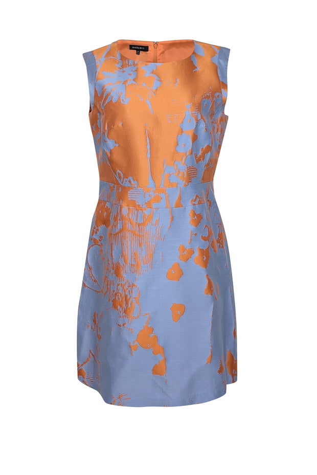 Current Boutique-Lafayette 148 - Orange & Blue Sleeveless Cocktail Dress Sz 10