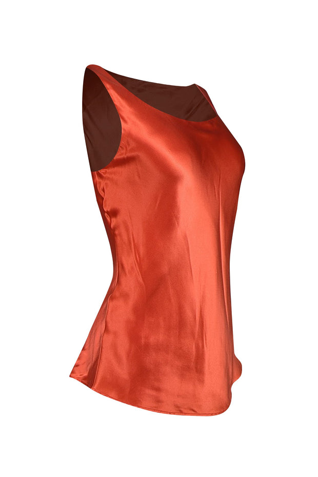 Current Boutique-Lafayette 148 - Orange Sleeveless Silk Blouse Sz 6