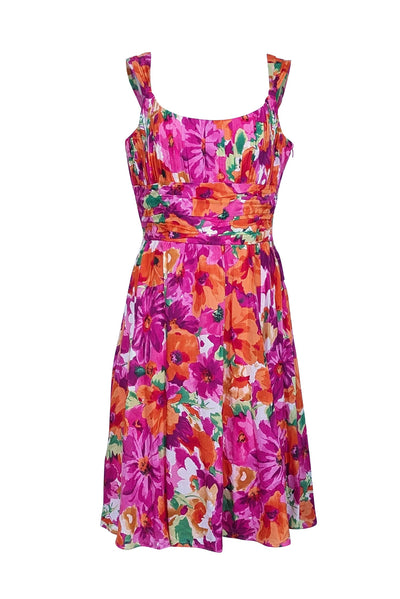 Current Boutique-Lafayette 148 - Pink Floral Sleeveless Cocktail Dress Sz 10