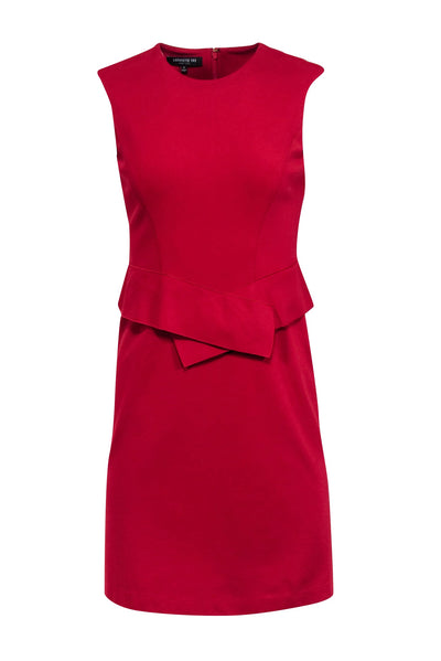 Current Boutique-Lafayette 148 - Red Sleeveless Peplum Midi Sheath Dress Sz P
