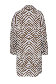 Current Boutique-Lafayette 148 - Tan & Cream Zebra Print Button Front Jacket Sz S