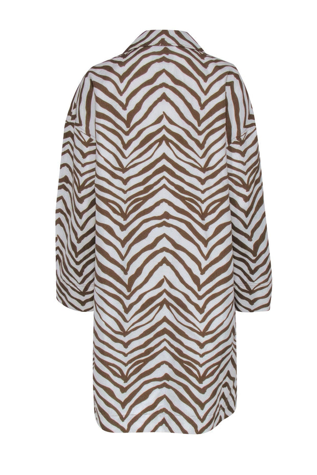 Current Boutique-Lafayette 148 - Tan & Cream Zebra Print Button Front Jacket Sz S