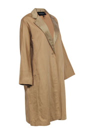 Current Boutique-Lafayette 148 - Tan Trench Coat w/ Notch Collar Sz M