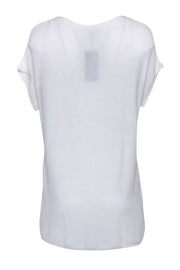 Current Boutique-Lafayette 148 - White Ribbed Short Sleeve Top Sz M