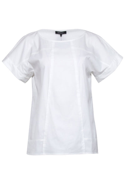 Current Boutique-Lafayette 148 - White Short Sleeve "Deryn" Top Sz M