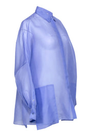 Current Boutique-Lapointe - Blue Silk Sheer Oversized Button-Up Blouse Sz S