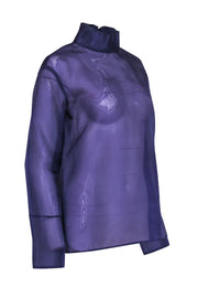 Current Boutique-Lapointe - Dark Purple Silk Sheer Zipper Back Top Sz 6