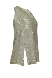 Current Boutique-Lapointe - Mint Sequin Embellished Sleeveless Top Sz 2