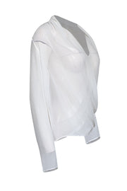 Current Boutique-Lapointe - White Semi-Sheer "Georgette" Wrap Top Sz 6