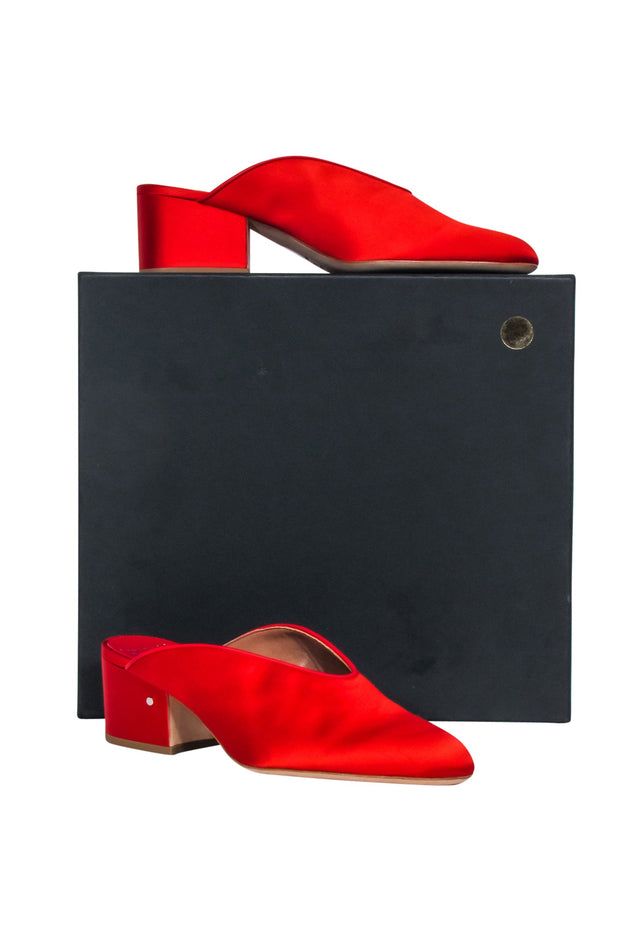 Current Boutique-Laurence Dacade - Red Satin Mule Heels Sz 10