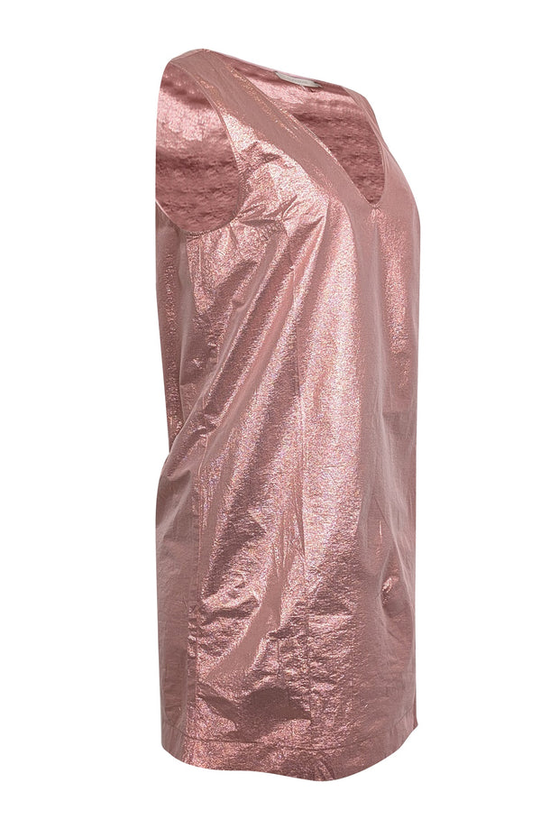 Current Boutique-L'autre Chose - Salmon Pink Metallic Sleeveless Dress Sz 8