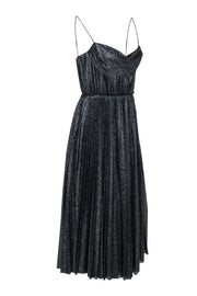 Current Boutique-Lela Rose - Black & Silver Metallic Pleated Formal Dress Sz 6