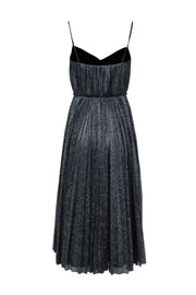 Current Boutique-Lela Rose - Black & Silver Metallic Pleated Formal Dress Sz 6