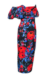 Current Boutique-Lela Rose - Black w/ Red, Blue, & Green Floral Formal Dress Sz 6