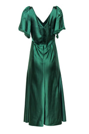 Current Boutique-Lela Rose - Green Hammered Satin Midi Dress Sz 6