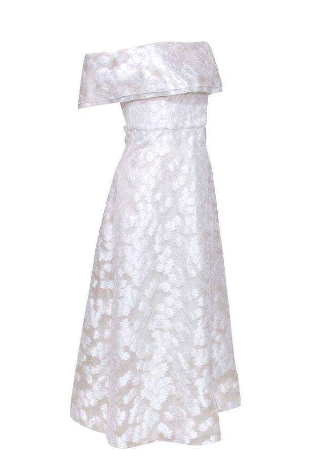 Current Boutique-Lela Rose - Ivory Floral Strapless Off-the-Shoulder Dress Sz 8