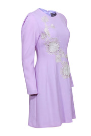 Current Boutique-Lela Rose - Lavendar Wool Blend Sheath Dress w/ Silver Floral Applique Sz 6